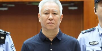 Hui Ka Yan (Xu Jiayin) stands trial at the Shenzhen Intermediate People's Court, August 20, 2026