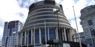 The Beehive, New Zealand's Executive Wing of Parliament, in Wellington