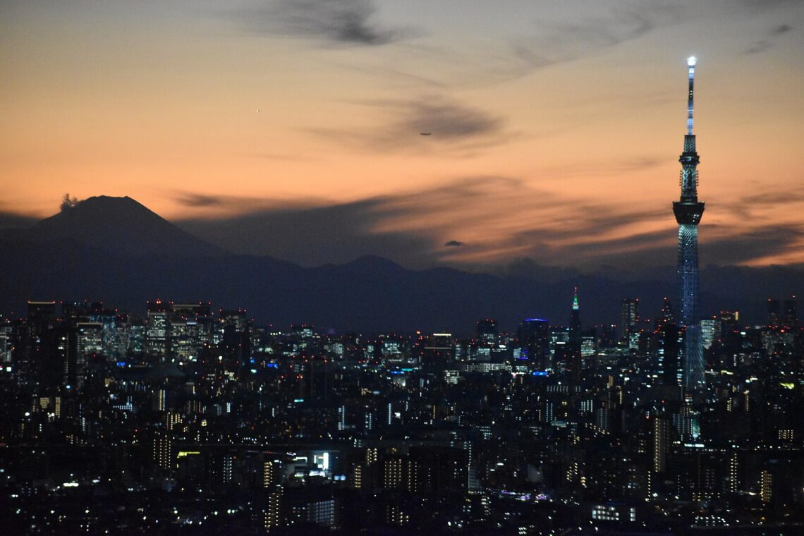 Tokyo skyline at sunset, Japan