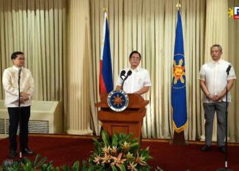 Philippine President Ferdinand Marcos Jr. at a Malacañang press conference