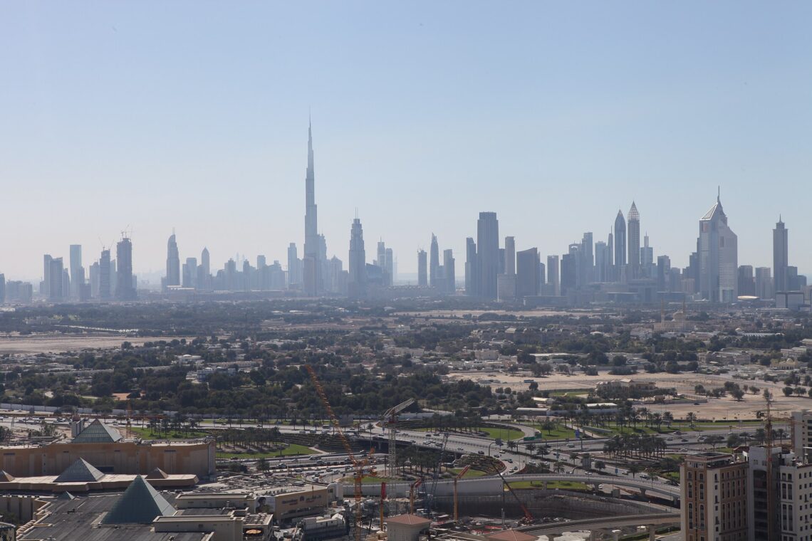 Dubai skyline in the United Arab Emirates