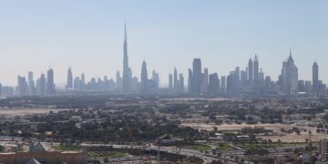 Dubai skyline in the United Arab Emirates