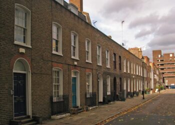 Row of Victorian terraced houses on a residential London street, UK
