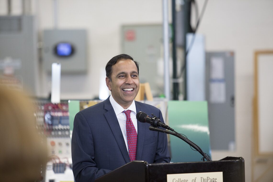US Congressman Raja Krishnamoorthi speaking at a public event