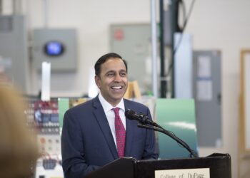 US Congressman Raja Krishnamoorthi speaking at a public event