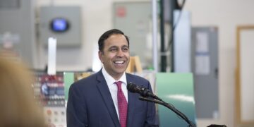 US Congressman Raja Krishnamoorthi speaking at a public event