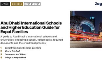 Landmark — Museum of the Future at night with light trails, illustrating Abu Dhabi International Schools and Higher Education Guide for Expat Families