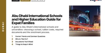 Landmark — Museum of the Future at night with light trails, illustrating Abu Dhabi International Schools and Higher Education Guide for Expat Families