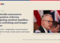 A 2025 file photo of Australian Home Affairs Minister Tony Burke at a meeting, alongside Zagdim’s analysis title on Australia’s migration reforms.