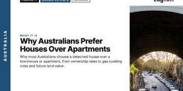 Street — Historic sandstone tunnel with road and parked cars, illustrating Why Australians Prefer Houses Over Apartments
