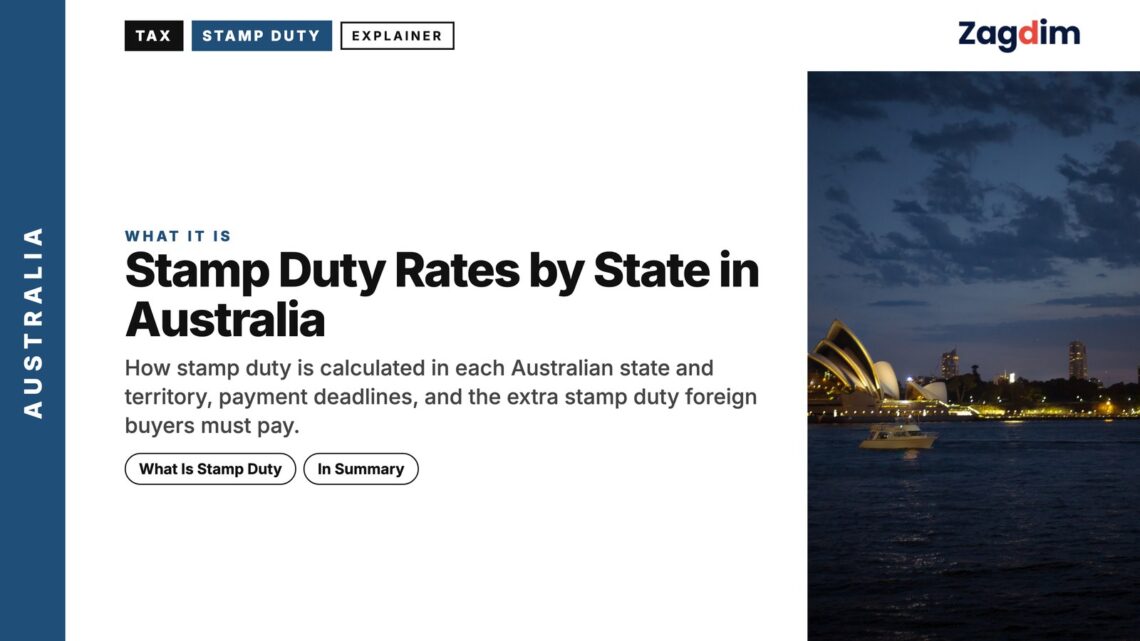 Landmark — Sydney Opera House at night across the harbour, illustrating Stamp Duty Rates by State in Australia