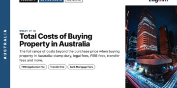 Night — Illuminated building with colourful light trails at night, illustrating Total Costs of Buying Property in Australia