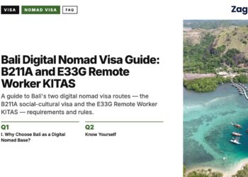 Aerial — Aerial view of turquoise lagoon with boats, illustrating Bali Digital Nomad Visa Guide: B211A and E33G Remote Worker KITAS