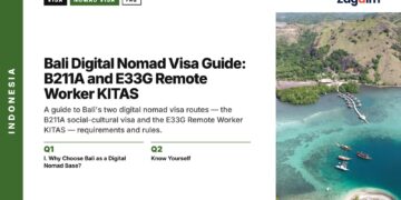 Aerial — Aerial view of turquoise lagoon with boats, illustrating Bali Digital Nomad Visa Guide: B211A and E33G Remote Worker KITAS