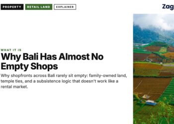 Rural — Aerial view of patchwork farmland terraces, illustrating Why Bali Has Almost No Empty Shops