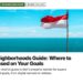 Landmark — Indonesian flag on clifftop viewpoint with seated person, illustrating Bali Neighborhoods Guide: Where to Buy Based on Your Goals