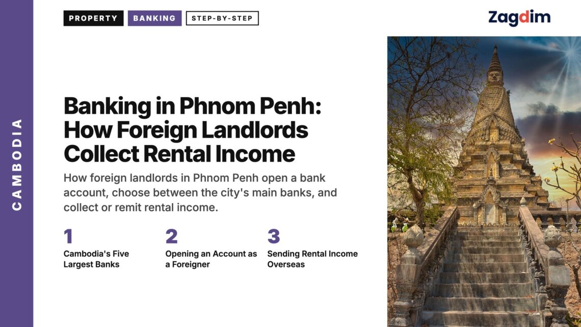 Temple — stone staircase leading to temple tower at dusk, illustrating Banking in Phnom Penh: How Foreign Landlords Collect Rental Income