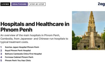 Landmark — ornate white stupa spire monument, illustrating Hospitals and Healthcare in Phnom Penh