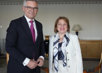 Lena Diab, Canada's Minister of Immigration, Refugees and Citizenship, meeting with Magnus Brunner, EU Commissioner for Internal Affairs and Migration