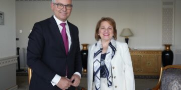 Lena Diab, Canada's Minister of Immigration, Refugees and Citizenship, meeting with Magnus Brunner, EU Commissioner for Internal Affairs and Migration