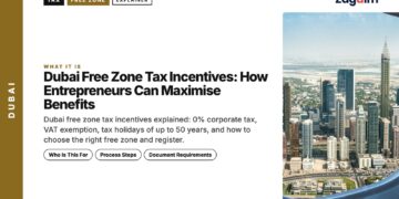 Aerial — Dubai skyline seen through an airplane window, illustrating Dubai Free Zone Tax Incentives: How Entrepreneurs Can Maximise Benefits