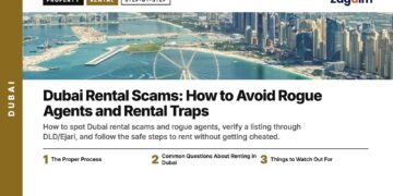 Aerial — Aerial view of Bluewaters Island and Ain Dubai wheel, illustrating Dubai Rental Scams: How to Avoid Rogue Agents and Rental Traps
