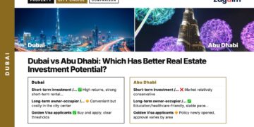 Night — Burj Khalifa and Downtown Dubai skyline at night, illustrating Dubai vs Abu Dhabi: Which Has Better Real Estate Investment Potential?