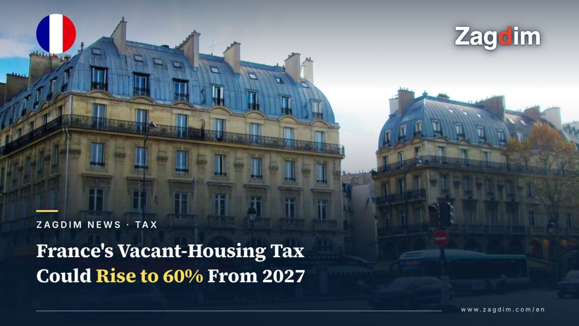Haussmannian residential apartment buildings at Place Saint-Michel in Paris, illustrating a report that France's vacant-housing tax could rise to 60% from 2027