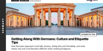 Landmark — Brandenburg Gate illuminated at dusk empty square Berlin, illustrating Getting Along With Germans: Culture and Etiquette Tips