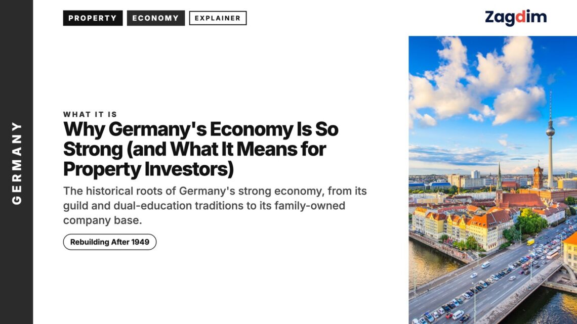 Aerial — Aerial view of Spree river bridge and rooftops Berlin, illustrating Why Germany's Economy Is So Strong (and What It Means for Property Investors)