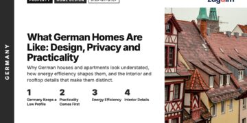Architecture — Row of red-roofed half-timbered houses with dormer windows, illustrating What German Homes Are Like: Design, Privacy and Practicality