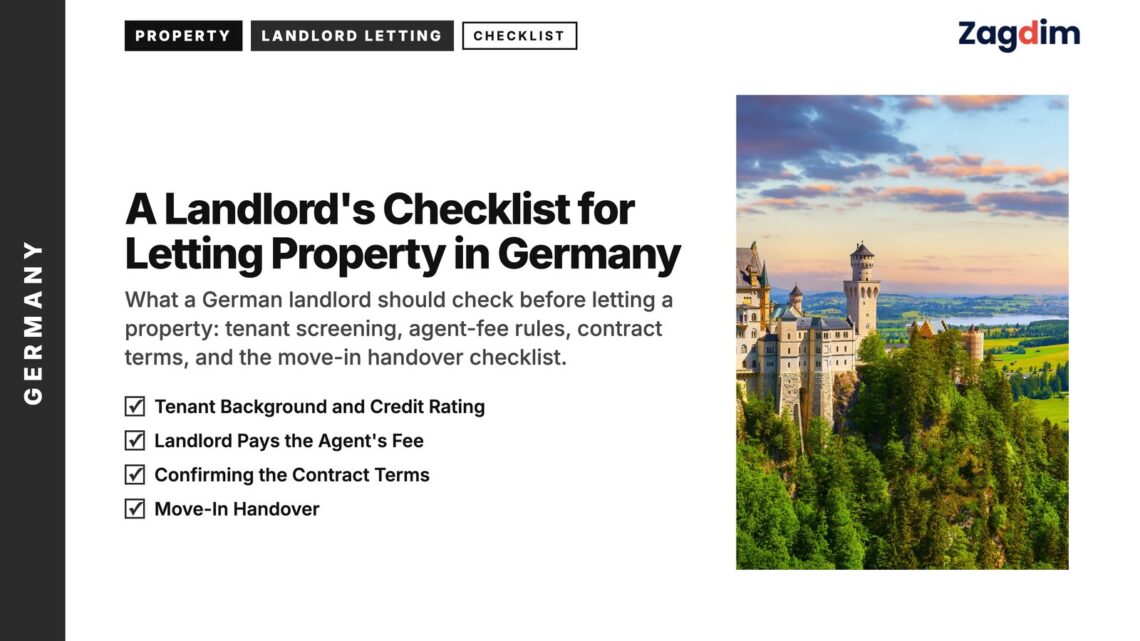 Landmark — Neuschwanstein Castle at sunset overlooking green valley, illustrating A Landlord's Checklist for Letting Property in Germany