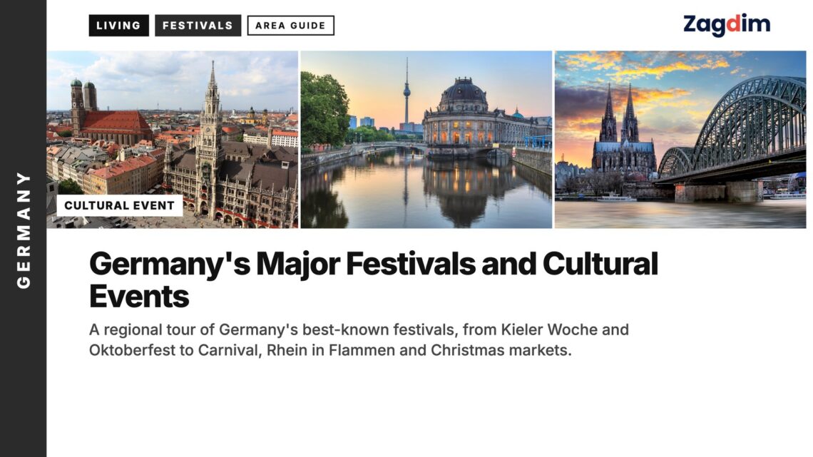 Skyline — Aerial view of Munich Marienplatz with New Town Hall and Frauenkirche, illustrating Germany's Major Festivals and Cultural Events