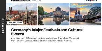 Skyline — Aerial view of Munich Marienplatz with New Town Hall and Frauenkirche, illustrating Germany's Major Festivals and Cultural Events
