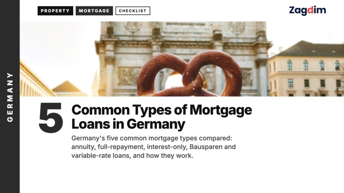 Food — Hand holding a pretzel in front of Siegestor arch Munich, illustrating 5 Common Types of Mortgage Loans in Germany