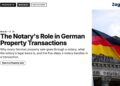 Landmark — Reichstag pediment inscription with German flag flying, illustrating The Notary's Role in German Property Transactions