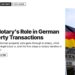 Landmark — Reichstag pediment inscription with German flag flying, illustrating The Notary's Role in German Property Transactions