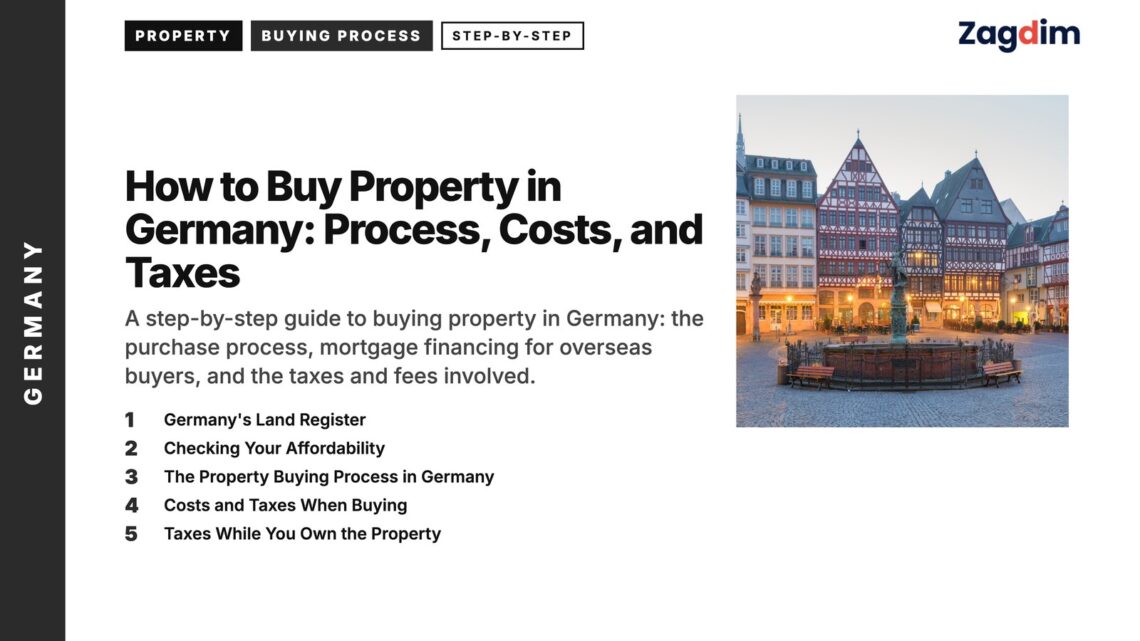 Architecture — Roemerberg square with half-timbered houses and fountain at dusk Frankfurt, illustrating How to Buy Property in Germany: Process, Costs, and Taxes