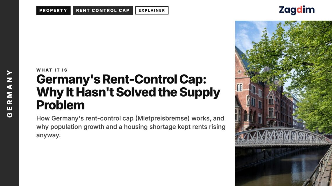 River — Historic red-brick building beside a canal bridge in Hamburg, illustrating Germany's Rent-Control Cap: Why It Hasn't Solved the Supply Problem
