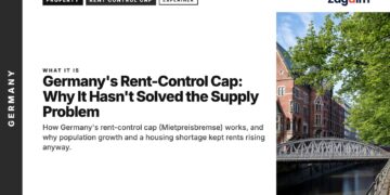 River — Historic red-brick building beside a canal bridge in Hamburg, illustrating Germany's Rent-Control Cap: Why It Hasn't Solved the Supply Problem