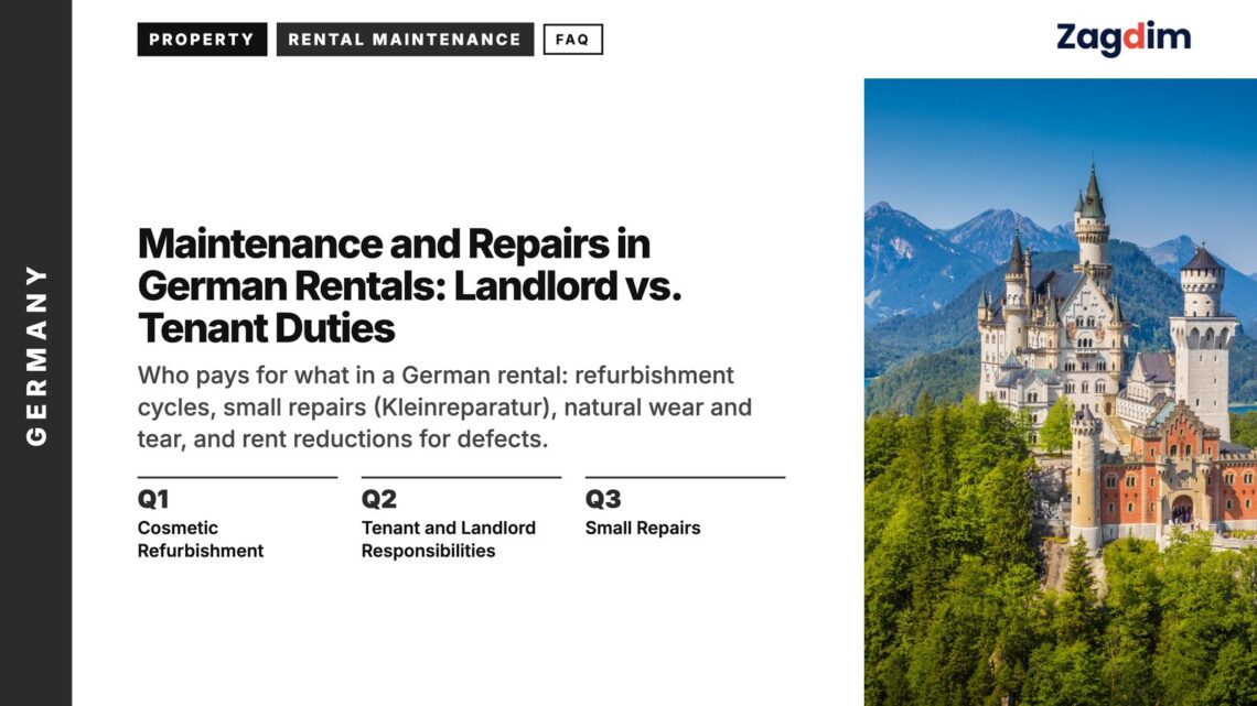 Landmark — Neuschwanstein Castle among forested hills and mountains, illustrating Maintenance and Repairs in German Rentals: Landlord vs. Tenant Duties