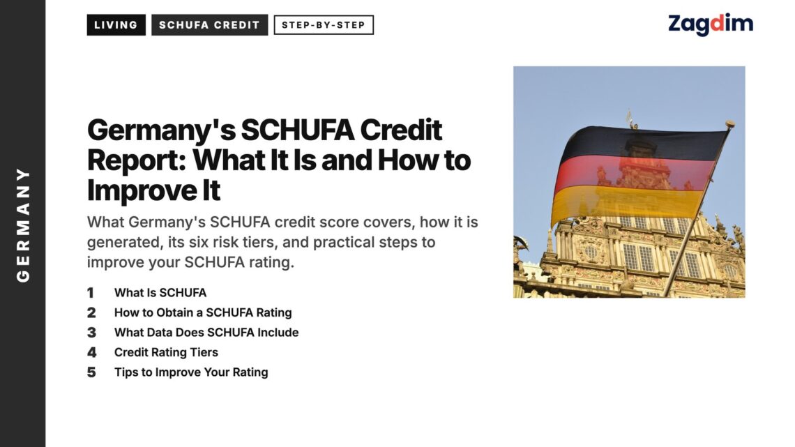 Landmark — German flag flying before ornate Bremen town hall facade, illustrating Germany's SCHUFA Credit Report: What It Is and How to Improve It