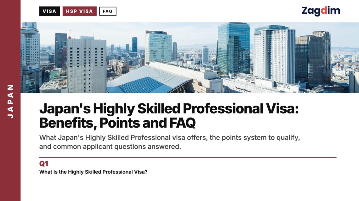 Skyline — Osaka city skyline in daytime, illustrating Japan's Highly Skilled Professional Visa: Benefits, Points and FAQ