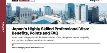 Skyline — Osaka city skyline in daytime, illustrating Japan's Highly Skilled Professional Visa: Benefits, Points and FAQ
