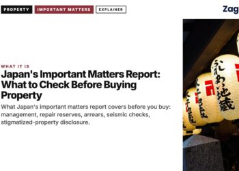 Temple — row of red and white paper lanterns at shrine, illustrating Japan's Important Matters Report: What to Check Before Buying Property