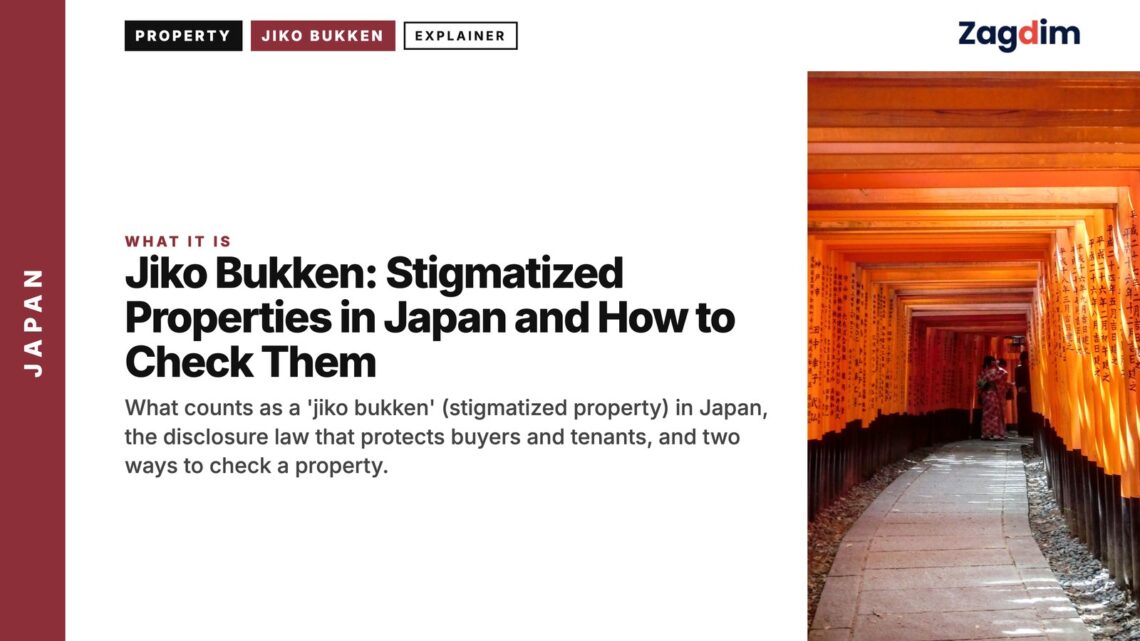 Temple — Fushimi Inari torii gate tunnel with person in kimono, illustrating Jiko Bukken: Stigmatized Properties in Japan and How to Check Them