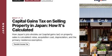 Street — traditional izakaya shopfront with Japanese signage, illustrating Capital Gains Tax on Selling Property in Japan: How It's Calculated