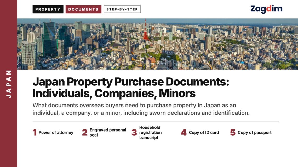 Aerial — Tokyo cityscape aerial with Tokyo Tower, illustrating Japan Property Purchase Documents: Individuals, Companies, Minors