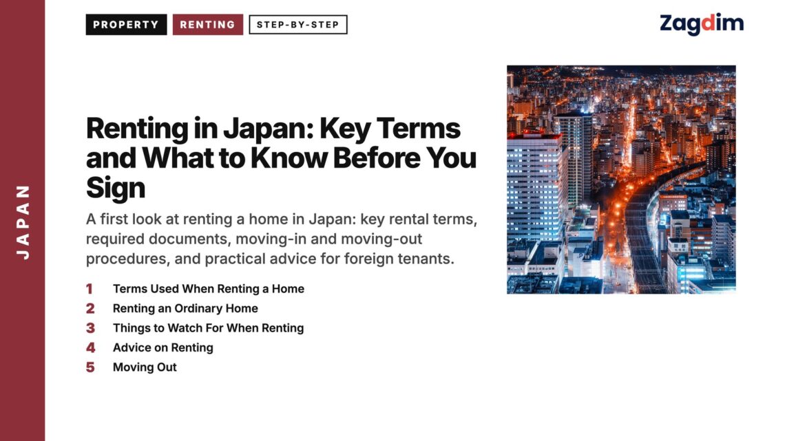 Night — dense city skyline at night with red lights, illustrating Renting in Japan: Key Terms and What to Know Before You Sign