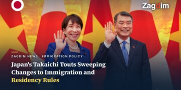 Japanese PM Sanae Takaichi at an official state visit, as her government pushes immigration and residency rule changes